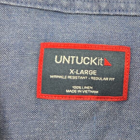 UNTUCKIT XL LINEN WRINKLE RESISTANT  REGULAR FIT SHORT SLEEVE BUTTON UP SHIRT - Picture 3 of 4